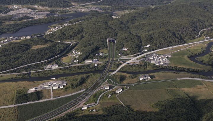 Planlagt E18 ved Lunde, sett fra sør.