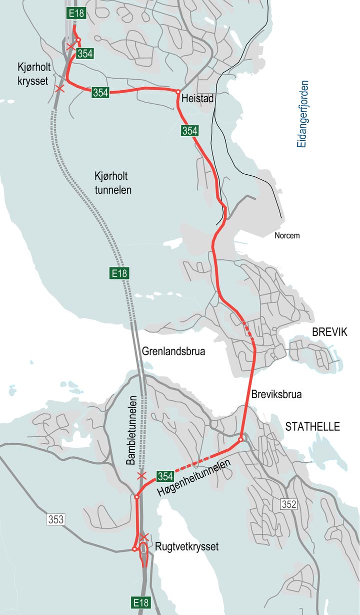 Trafikkomlegging E18 Rugtvet - Langangen