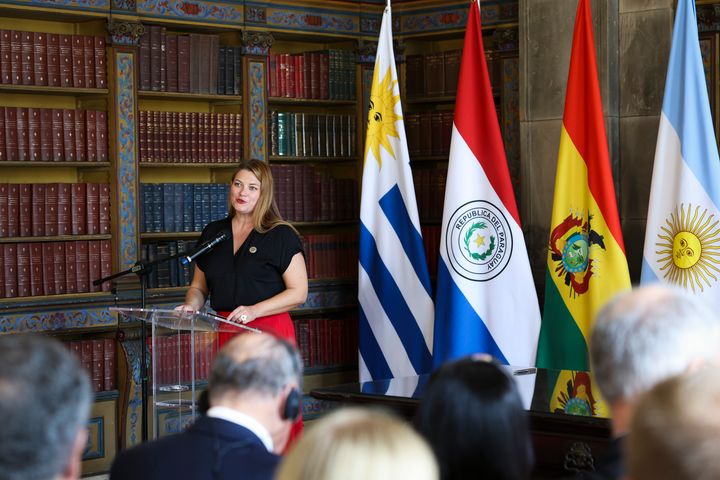 Næringsminister Cecilie Myrseth i Rio de Janeiro i forbindelse med signeringen av handelsavtale med Mercosur-landene Argentina, Brasil, Paraguay og Uruguay.