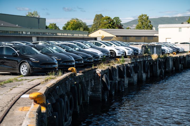 NY TESLAREKORD I ÅR: I fjor ble Teslas model Y mest solgte bilmodell noensinne i løpet av ett år. Nå har de allerede slått sin egen rekord fra i fjor. Foto: Jamieson Pothecary
