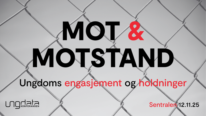 Bilde av et nettinggjerde, tittelen på konferansen. Mot & Motstand i svar og rød tekst