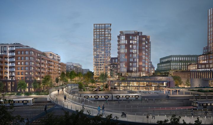 Bryn ligger ved et av Oslos beste kollektivknutepunkt. Illustrasjon: Visulent