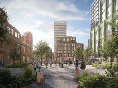 Bryn sentrum vil få et urbant bydelstorg. Illustrasjon: Grape Architects/Rodeo arkitekter/Visulent