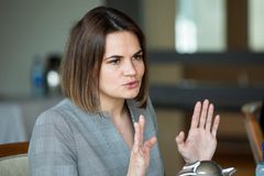 Sviatlana Tsikhanowskaja besøker Stortinget mandag 1. desember. Her fra et tidligere besøk til Stortinget.