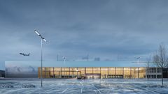 Slik kommer bildet til å vises på landside av terminalbygget. Deler av motivet vil også vises på flyside.