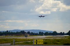 The aircraft is landing at Oslo Airport for the first time.