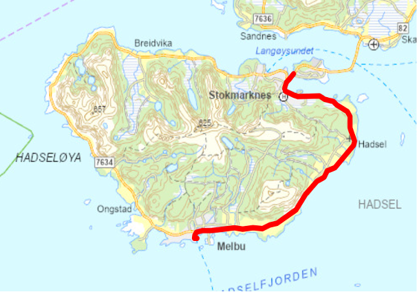SIKKERHETSTILTAK: Veien mellom Melbu og Stokmarknes vil kun være åpen for kolonnekjøring når The Arctic Run går av stabelen 8. juni.
