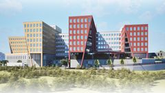 Moelven Modus skal levere kontorløsninger til Kongsberg Defence & Aerospace sitt nye kontorbygg. Illustrasjon: Halvorsen & Reine AS