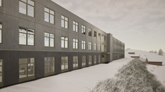 Kontorbygg Raufoss Næringspark. Illustr. PV Arkitekter AS