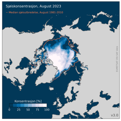 Sjøiskonsentrasjonen Arktis 2023