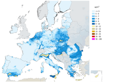 PM 2,5 i EU i 2030 om vi fortsetter som nå.