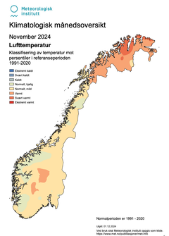 Klimatologisk oversikt lufttemperatur november