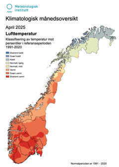 Klimatologisk månedsoversikt for april som viser lufttemperatur