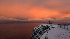 Snøbyger på vei mot Nordkapp 21. november. Foto: Morten Johansen