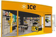 Denne skissen viser ice-butikken som åpner i kjøpesenteret Kvadrat på Sandnes i september.