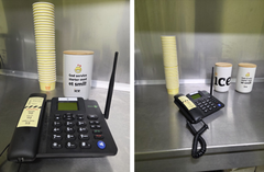 Bordtelefon og mobilboks i vogn.