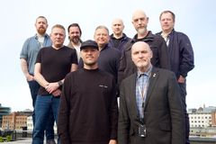 Delegasjonen fra Fellesforbundet. Dag-Einar Sivertsen, forhandlingsleder fra Fellesforbundet, foran til høyre.