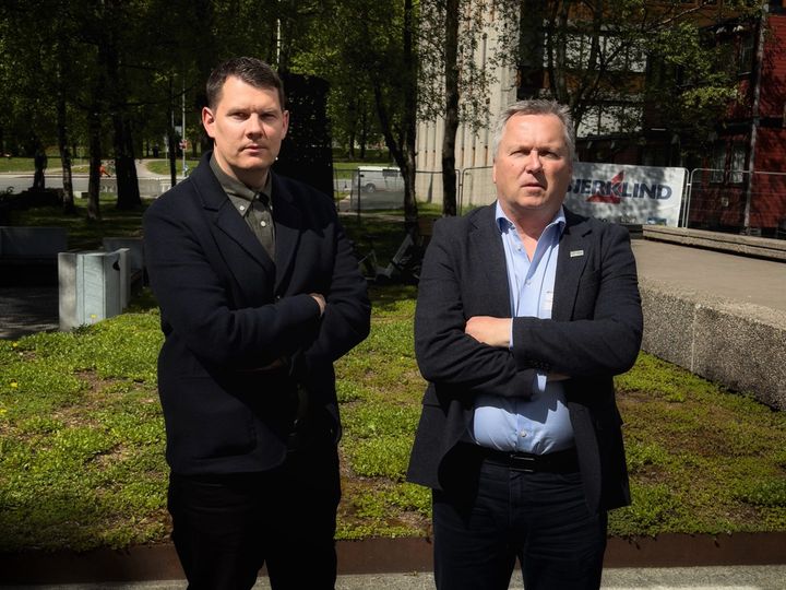 Forhandlingsledrne fra Fellesforbundet og Norsk Arbeidsmandsforbund, Lasse Helland og Kjell Ivar Slettmoen