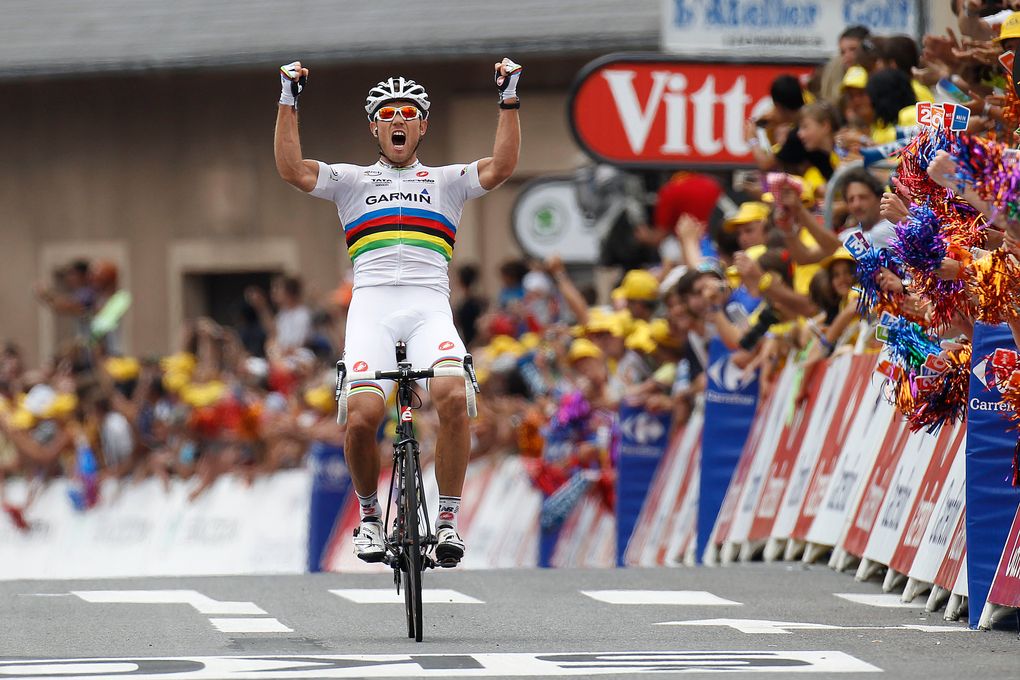 Thor Hushovd vinner etappe 13 av 2011-utgaven av Tour de France i Lourdes.