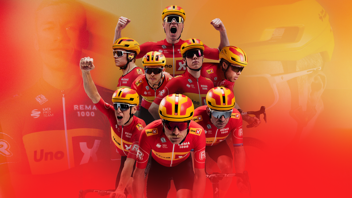 collage av rytterne som skal sykle Tour de France for Uno-X Mobility
