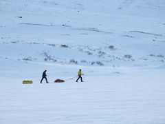 De første skituistene er alerede på tur i fjellet, Conujavre i Narvikfjellene
