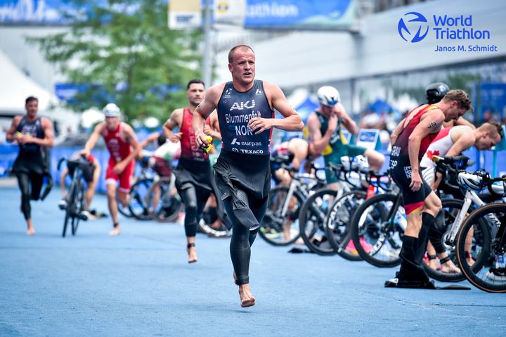 Kristian Blummenfelt vil håpe å gjøre et enda bedre løp enn her i VM-runden i Montreal, hvor han ble nummer 5.