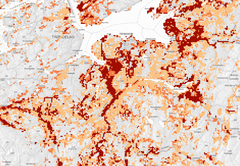 Skjermbilde av kart over hotspots for truede karplanter