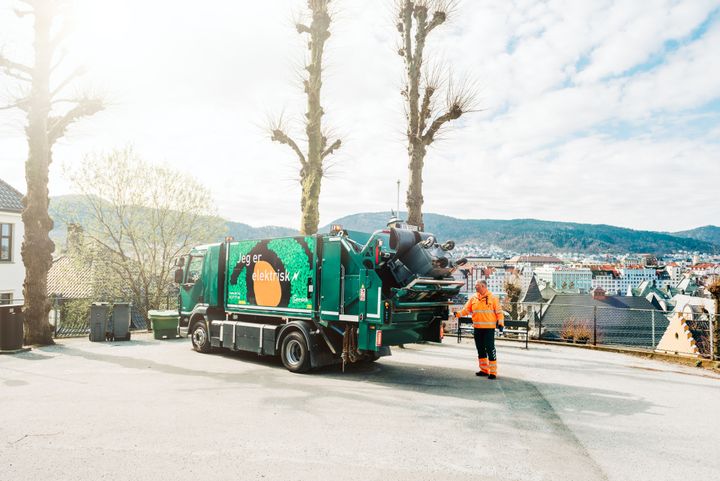 Elektrisk søppelbil i Bergen