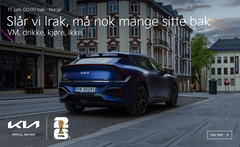 Vinner vi mot Irak må mange sitte bak. Kia kjører også en konkurranse under VM der man kan vinne privatsjåfør.
