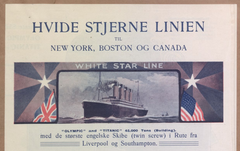 Utsnitt fra utklippsbok etter White Star Line. Arkivreferanse: Arkivverket/Statsarkivet i Oslo/White Star-linjen.