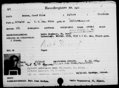 Registerkortet til Jo Benkow i kartoteket.