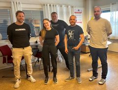 Prosjekt Trafikksikkerhet- og vedlikeholdstiltak vei Trøndelag 2025. F.v. Teamleder Trøndelag Fylkeskommune - Nikolai Halle Høylo, byggeleder Trøndelag Fylkeskommune - Lena Sæther, kontrollingeniør Trøndelag Fylkeskommune - Jan Ove Kvendseth, prosjektleder Peab Anlegg - Torbjørn Juliussen, Anleggsleder Peab Anlegg - Andreas Johansen.