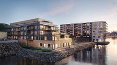 Illustrasjon av byggetrinn 2 som vil bestå av 46 moderne leiligheter - fra 34 til 152 kvm.