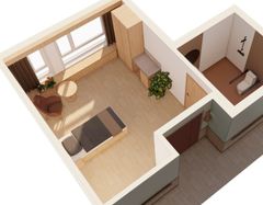 Illustrasjon av planløsning i bygget som skal romme 14 omsorgsboliger.