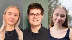 Finalistene i Holbergprisen i skolen. F.v. Malin Eckhoff Årnes, Edvard Hove Rosenlund og Erika Lind-Larsen.