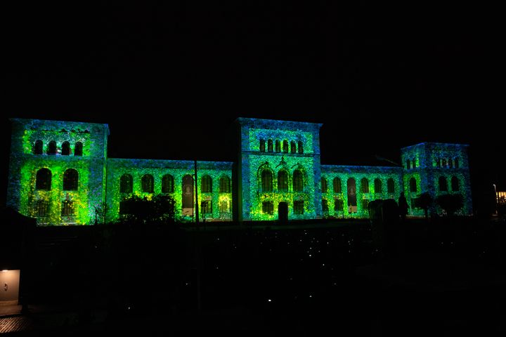 3D-lysshow på Universitetsmuseet i Bergen i forbindelse med gjenåpningen etter restaureringen, høsten 2019.