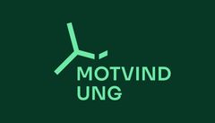 Logoen til Motvind Ung: en knekt vinge fra en vindturbin.