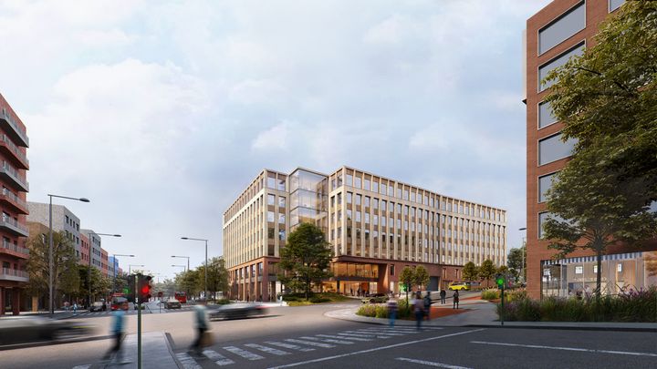 Hasle Kraft blir et moderne og bærekraftig kontorbygg. Nå er rammetillatelse mottatt og det er klart for byggestart.