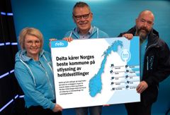 1. nestleder i Delta Marit Solheim (t.v), forbundsleder Trond Ellefsen og 2. nestleder Ola Yttre.