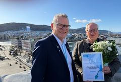 Drammen-ordfører Kjell Arne Hermansen (t.h) og forbundsleder i Delta, Trond Ellefsen.