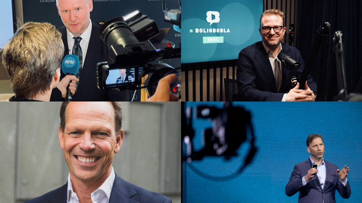 Collage av deltakere til boligbobla podcast (erik lundesgaars, henning lauridsen, mikkel røysland, mathis grimstad)