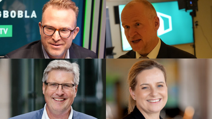 Fra venstre: Sjef for kommunikasjon og politikk i Eiendom Norge Erik Lundesgaard, administrerende direktør i Eiendom Norge Henning Lauridsen, eiendomsmegler og partner i Sem & Johnsen Finn Bragnes og byråd for byutvikling i Oslo Anita Leirvik North (H).