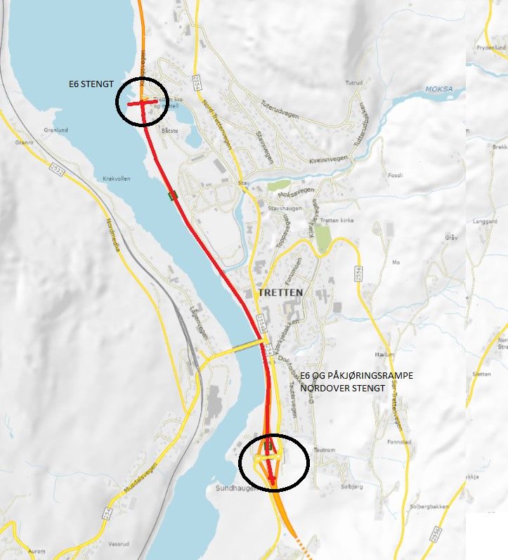 Stenger E6 Forbi Tretten Mandag Til Fredag Neste Uke For Nødvendig ...