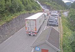 Døme på trafikksituasjon ved Låtefoss. Foto: Statens vegvesen
