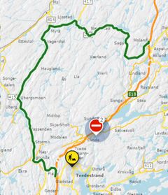 Siden E18 nå er stengt, er det skiltet omkjøring via Vegårshei. Omkjøring for nordgående trafikk er skiltet fra Grenstølkrysset til Vegårdshei via fylkesvei 415 og 414 og videre til Molandkrysset, via fylkesveg 416.