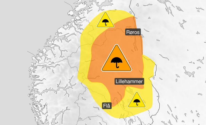 Farevarslene gjelder for deler av Østlandet og de sørligste delene av Trøndelag.