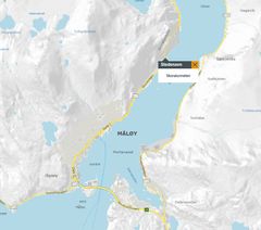 Skåratunnelen ligg nord for Måløy. Kart: Statens vegvesen