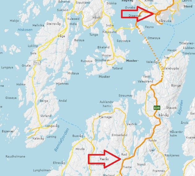 Statens vegvesen skiftar ut E39-rekkverk frå Heiane til Rød. Illustrasjon: Statens vegvesen