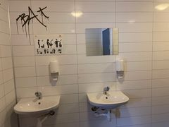Her er det tagget på veggen inne på et toalett. Dette er unødvendig. Foto: Lars Olve Hesjedal, Statens vegvesen