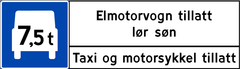 Elmotorvogn tillatt, taxi og motorsykkel tillatt